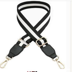 DELETES FOR GOOD AT MIDNIGHT Black & White Stripe Canvas Shoulder Strap